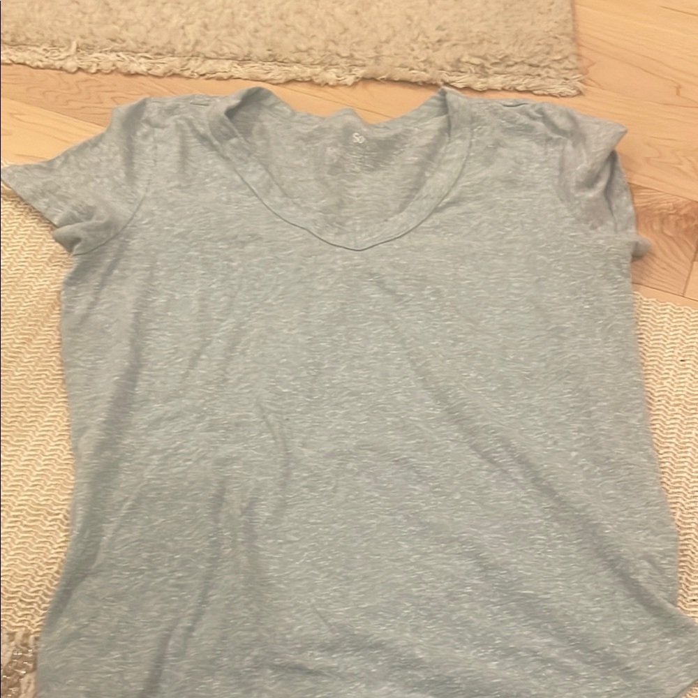 Women's Light Blue V-Neck Top